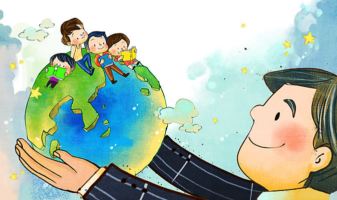 전신 PSD 구름 학생 여자 어린이교육 남자 별 지구 어린이 일러스트 들기 앉기 소녀 소년 여러명 상반신 성인 책 눕기 독서 지구본 교사 국내일러스트 자연요소 직업 교육 다수 모션 사람 파일형식