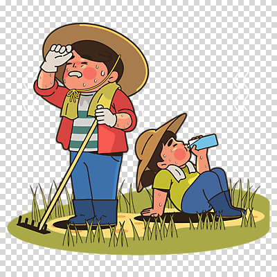 전신 편집 편집이미지 여자 남자 서기 누끼 앉기 성인 두명 농부 더위 밀짚모자 땀 PNG 물마시기 밭갈이 쇠스랑 성인만 편집소스 직업 모자_잡화 농업 모션 날씨 사람 마시기 파일형식