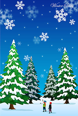 EPS 나무 계절 남자 별 백그라운드 겨울 일러스트 밤하늘 하늘 사람 풍경 소년 두명 추위 눈 눈송이 숲 남자만 겨울배경 국내일러스트 자연요소 식물 어린이 날씨 눈_날씨 야간 파일형식 벡터