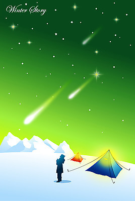 EPS 계절 실루엣 별 백그라운드 겨울 일러스트 밤하늘 텐트 한명 서기 사람 풍경 빛 설원 캠핑 추위 눈 관찰 유성 겨울캠프 겨울배경 국내일러스트 자연요소 1 모션 하늘 레저 날씨 눈_날씨 촬영기법 캠핑도구 야간 파일형식 벡터