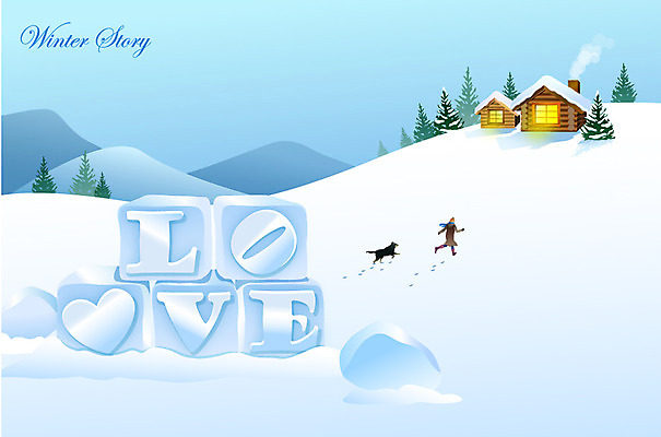 EPS 나무 문자 한마리 계절 백그라운드 겨울 일러스트 장난 산 주택 사랑 한명 사람 풍경 단어 설원 산책 추위 눈 개 오두막 발자국 겨울배경 국내일러스트 자연요소 식물 1 감정 포유류 자국 날씨 휴식 눈_날씨 건물 파일형식 벡터