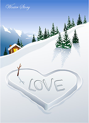 EPS 나무 문자 계절 백그라운드 겨울 일러스트 주택 사랑 풍경 사람없음 초록색 단어 설원 추위 눈 오두막 겨울배경 국내일러스트 자연요소 식물 감정 컬러 날씨 눈_날씨 건물 파일형식 벡터