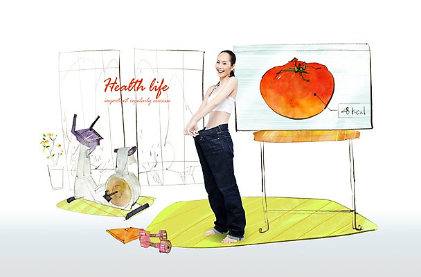 PSD 서양인 외국인 편집 편집이미지 우먼라이프 라이프스타일 여자 다이어트 토마토 바지 건강 한명 미소 웃음 사람 20대 성인 라이프 30대 운동복 운동 헬스 목표 그림 칼로리 여자만 여자한명만 성인여자만 성인만 헐렁 이미지편집 1 옷 컨셉 채소 하의 표정 인종 청년 생활 장년 파일형식