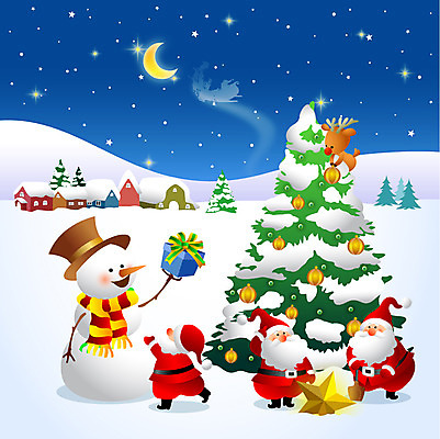 EPS 나무 계절 남자 별 크리스마스 겨울 일러스트 눈사람 밤하늘 주택 선물 미소 웃음 성인 장식 세명 선물상자 크리스마스트리 산타클로스 달 눈 오두막 반달 남자만 성인남자만 성인만 국내일러스트 자연요소 식물 기념일 하늘 날씨 표정 사람 건물 상자 야간 파일형식 벡터