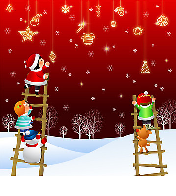 EPS 나무 모자 계절 여자 남자 크리스마스 겨울 일러스트 사다리 눈사람 하늘 사슴 미소 웃음 사람 소년 장식 세명 산타클로스 설원 루돌프 눈 국내일러스트 자연요소 식물 잡화 기념일 어린이 포유류 날씨 눈_날씨 표정 도구 파일형식 벡터