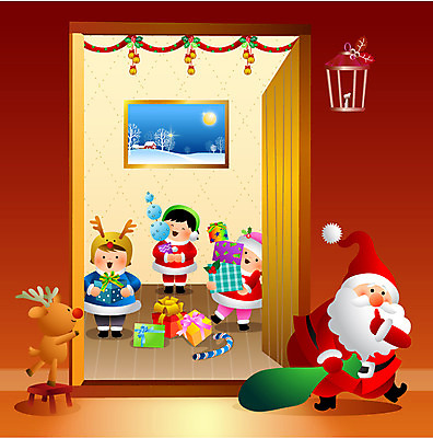 EPS 계절 여자 할아버지 남자 크리스마스 겨울 일러스트 사슴 주택 선물 미소 웃음 사람 소년 여러명 성인 10대 선물상자 산타클로스 문 방 루돌프 선물꾸러미 국내일러스트 기념일 노년 어린이 다수 포유류 청소년 표정 건물 상자 파일형식 벡터