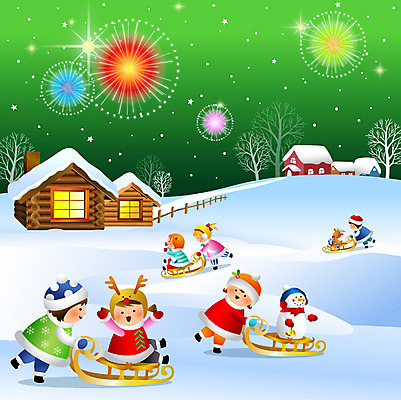 EPS 모자 계절 여자 남자 크리스마스 겨울 일러스트 눈사람 주택 불꽃놀이 미소 웃음 사람 소년 여러명 10대 산타클로스 마을 설원 눈 오두막 썰매 십대만 국내일러스트 자연요소 잡화 기념일 어린이 다수 청소년 놀이 날씨 눈_날씨 표정 건물 파일형식 벡터