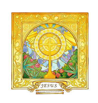 PSD 기독교 종교 백그라운드 십자가 꽃밭 일러스트 사람없음 믿음 희망 천국 스테인드글라스 국내일러스트 꽃 감정 유리 파일형식