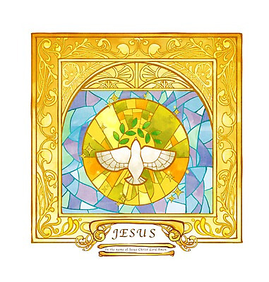 PSD 기독교 종교 백그라운드 잎 일러스트 조류 나뭇잎 사람없음 믿음 희망 비둘기 스테인드글라스 월계수 국내일러스트 식물 동물 감정 유리 파일형식