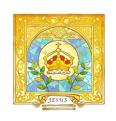 PSD 기독교 종교 백그라운드 십자가 잎 일러스트 나뭇잎 왕관 사람없음 믿음 희망 스테인드글라스 월계수 국내일러스트 식물 감정 유리 파일형식