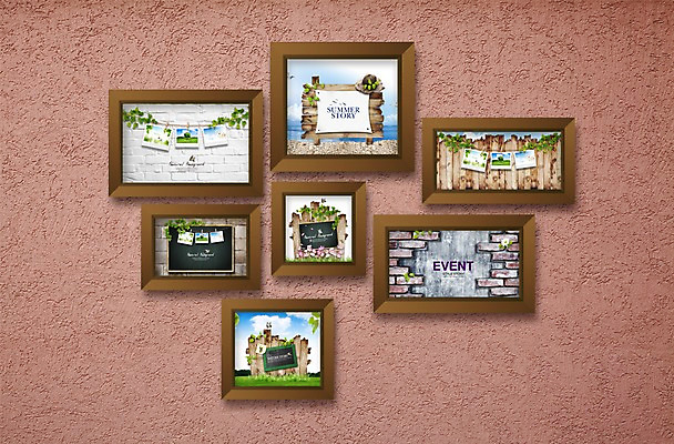 PSD 편집이미지 벽 액자 백그라운드 사람없음 장식 기념사진 활용 이미지편집 컨셉 파일형식