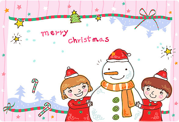 EPS 옷 여자 남자 어린이 크리스마스 일러스트 눈사람 산타옷 미소 웃음 사람 소녀 소년 두명 장식 10대 눈 십대만 국내일러스트 카드프레임 자연요소 기념일 청소년 날씨 프레임 표정 파일형식 벡터