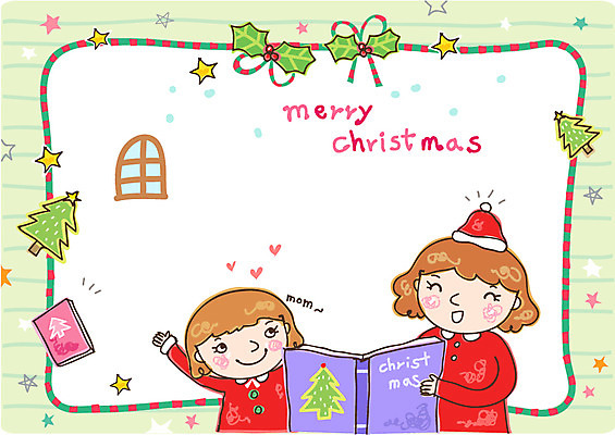 EPS 옷 여자 어린이 크리스마스 일러스트 창문 산타옷 모녀 엄마 미소 웃음 사람 소녀 성인 두명 장식 10대 책 독서 크리스마스트리 동화책 여자만 국내일러스트 카드프레임 기념일 딸 가족 청소년 프레임 표정 파일형식 벡터