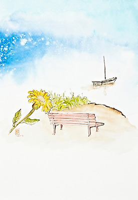 JPG 식물 꽃 호수 교통수단 백그라운드 수상교통 한송이 벤치 의자 일러스트 자연 수채화 미술 풍경 사람없음 강 물가 한척 강가 나룻배 정박 시화 그림 나루터 선박 국내일러스트 1 가구 교통 배_교통 문화예술 항구 생태계 송이 파일형식