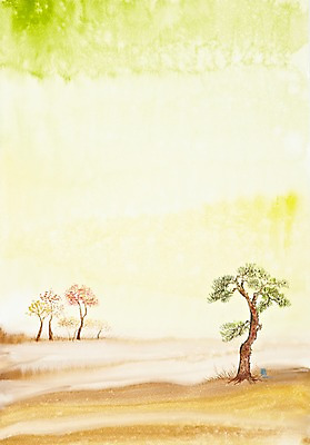 JPG 나무 식물 백그라운드 일러스트 자연 수채화 미술 풍경 초원 사람없음 소나무 시화 그림 국내일러스트 문화예술 생태계 파일형식