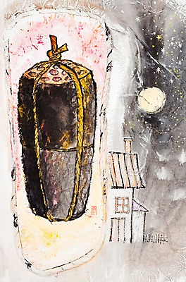 JPG 건축물 계절 백그라운드 겨울 일러스트 수채화 주택 미술 사람없음 건물 마을 달 달밤 야간 저녁 시화 그림 연료 난방 연탄 달동네 산동네 겨울배경 국내일러스트 자연요소 건축 문화예술 파일형식