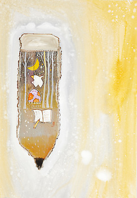 JPG 나무 식물 동물 백그라운드 일러스트 조류 교재 조명 수채화 미술 사람없음 책 독서 필기구 연필 달 달밤 야간 저녁 숲 시화 그림 국내일러스트 자연요소 교육 문화예술 문구용품 학용품 파일형식