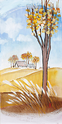 JPG 나무 식물 구름 계절 백그라운드 일러스트 자연 하늘 수채화 주택 갈대 미술 풍경 사람없음 가을풍경 가을 시골 풀 시화 그림 가을배경 국내일러스트 자연요소 문화예술 건물 생태계 파일형식 가을_계절