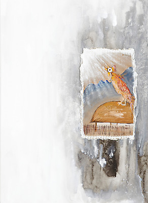 JPG 동물 한마리 백그라운드 일러스트 조류 아침 수채화 주택 프레임 초가집 액자틀 미술 풍경 사람없음 울타리 시골 닭 시화 그림 국내일러스트 주간 1 액자 문화예술 한옥 틀 건물 담장 파일형식