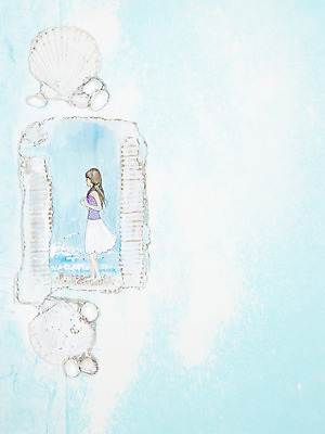 JPG 동물 여자 파도 바다 여행 백그라운드 일러스트 갈매기 조류 휴가 조개 수채화 프레임 미술 한명 사람 성인 해변 공백 조개껍데기 시화 그림 여자만 여자한명만 성인여자만 성인만 국내일러스트 1 문화예술 어패류 파일형식