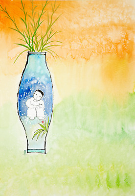 JPG 식물 남자 꽃 화초 어린이 백그라운드 일러스트 상상 수채화 미술 한명 사람 소년 꽃병 공백 시화 그림 남자만 남자한명만 어린이만 소년만 소년한명만 국내일러스트 1 문화예술 파일형식