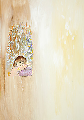 JPG 나무 식물 여자 어린이 백그라운드 일러스트 수채화 미술 한명 사람 소녀 상반신 공백 잠 시화 그림 여자만 여자한명만 어린이만 소녀만 소녀한명만 국내일러스트 1 문화예술 파일형식