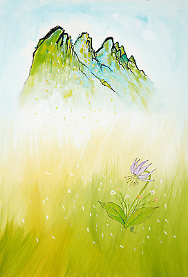 JPG 식물 꽃 화초 백그라운드 일러스트 자연 수채화 산 미술 풍경 초원 사람없음 들꽃 풀 시화 그림 산등성이 국내일러스트 문화예술 생태계 파일형식