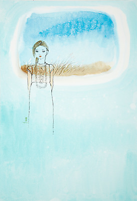 JPG 식물 여자 백그라운드 일러스트 창문 수채화 갈대 미술 한명 사람 성인 공백 풀 시화 그림 여자만 여자한명만 성인여자만 성인만 국내일러스트 1 문화예술 파일형식