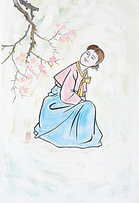 JPG 나무 식물 한국문화 한국전통 전통 계절 여자 꽃 전통문화 문화 백그라운드 일러스트 자연 엄마 수채화 꽃나무 미술 한명 사람 앉기 풍경 성인 봄풍경 봄 나뭇가지 한복 시화 그림 아낙 아낙네 옛날 여자만 여자한명만 성인여자만 성인만 봄배경 국내일러스트 1 동양문화 가족 모션 문화예술 한국 전통의상 생태계 파일형식