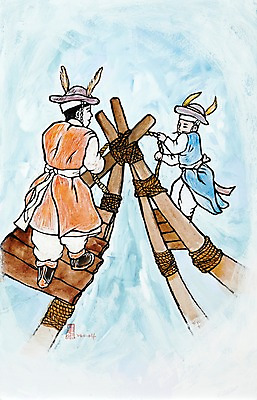 JPG 한국문화 한국전통 전통 남자 전통문화 문화 백그라운드 일러스트 놀이 수채화 미술 사람 두명 전통놀이 경쟁 한복 시화 그림 싸움 전통행사 동체 옛날 차전놀이 남자만 국내일러스트 동양문화 컨셉 모션 문화예술 한국 이벤트 전통의상 파일형식