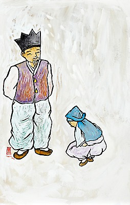 JPG 학생 한국문화 한국전통 전통 어린이교육 교육 할아버지 노년 남자 전통문화 문화 어린이 백그라운드 일러스트 수채화 미술 서기 사람 앉기 소년 성인 두명 교사 한복 시화 그림 스승 양반 서당 훈장 훈장님 남자만 국내일러스트 직업 동양문화 모션 문화예술 한국 전통의상 신분 파일형식