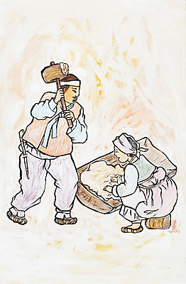 JPG 한국문화 한국전통 전통 여자 남자 전통문화 문화 음식 백그라운드 일러스트 수채화 떡 요리 미술 서기 사람 앉기 성인 두명 전통음식 한복 시화 그림 떡방아 담뱃대 떡메 아낙 아낙네 성인만 국내일러스트 동양문화 모션 문화예술 한국 담배 전통의상 방아 파일형식