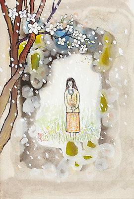 JPG 나무 식물 계절 여자 꽃잎 꽃 화초 꽃다발 백그라운드 꽃밭 일러스트 자연 날리기 수채화 꽃나무 미술 한명 사람 풍경 성인 소풍 봄풍경 봄 시화 그림 꽃가루 여자만 여자한명만 성인여자만 성인만 봄배경 국내일러스트 1 모션 문화예술 야외활동 가루 생태계 파일형식