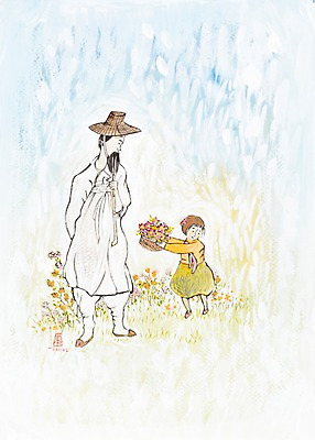 JPG 식물 모자 한국전통 전통 여자 남자 꽃 전통문화 문화 어린이 백그라운드 꽃밭 일러스트 수채화 선물 미술 사람 소녀 성인 두명 한복 수줍음 시화 주기 그림 꽃바구니 양반 선비 옛날 국내일러스트 갓모자 모자_잡화 잡화 감정 모션 문화예술 전통소품 한국 바구니 전통의상 신분 파일형식