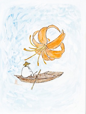 JPG 식물 모자 남자 꽃 화초 호수 교통수단 백그라운드 수상교통 한송이 일러스트 수채화 미술 한명 사람 앉기 강 한척 나룻배 뱃사공 시화 노 그림 밀짚모자 나루터 선박 남자만 남자한명만 국내일러스트 모자_잡화 1 잡화 교통 배_교통 모션 문화예술 항구 송이 파일형식