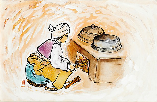 JPG 나무 한국문화 한국전통 전통 여자 전통문화 문화 음식 백그라운드 일러스트 엄마 수채화 요리 미술 한명 사람 앉기 풍경 성인 부모 주방 시골 가마솥 솥 냄비 아궁이 한복 장작 모닥불 시화 그림 부뚜막 식사준비 옛날 여자만 여자한명만 성인여자만 성인만 국내일러스트 식물 1 동양문화 가족 모션 주방용품 불 문화예술 한국 전통의상 준비 파일형식