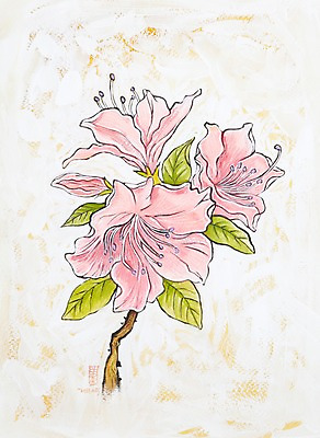 JPG 식물 계절 꽃 화초 분홍색 여러송이 백그라운드 잎 일러스트 봄꽃 자연 수채화 미술 풍경 사람없음 봄풍경 봄 진달래 시화 그림 봄배경 국내일러스트 컬러 다수 문화예술 생태계 파일형식