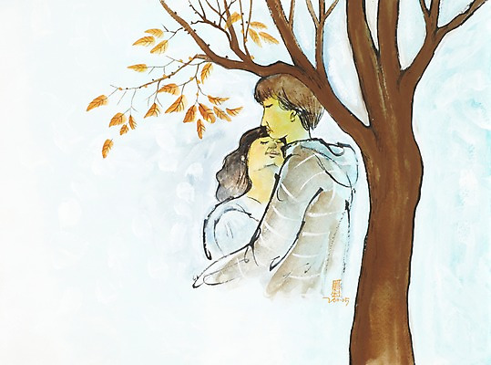 JPG 나무 식물 커플 계절 여자 남자 한쌍 백그라운드 잎 일러스트 안기 포옹 나뭇잎 수채화 한그루 사랑 미술 사람 풍경 상반신 성인 두명 가을풍경 가을 시화 그림 성인만 가을배경 국내일러스트 1 감정 관계 모션 문화예술 파일형식 가을_계절