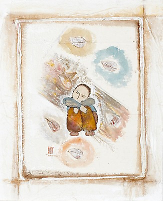 JPG 남자 종이 어린이 액자 백그라운드 잎 일러스트 나뭇잎 수채화 프레임 액자틀 틀 미술 한명 사람 앉기 소년 시화 그림 남자만 남자한명만 어린이만 소년만 소년한명만 국내일러스트 식물 1 모션 문화예술 파일형식