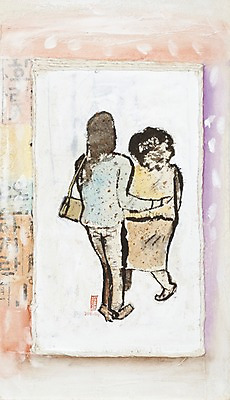 JPG 여자 딸 종이 백그라운드 일러스트 가족 엄마 수채화 미술 사람 두명 부모 걷기 자녀 시화 그림 여자만 국내일러스트 관계 모션 문화예술 파일형식