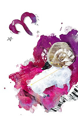 PSD 동물 척추동물 기호 별 컬러 일러스트 포유류 뿔 사람없음 보라색 별자리 양 신비 양자리 별자리기호 국내일러스트 자연요소 문자 컨셉 파일형식