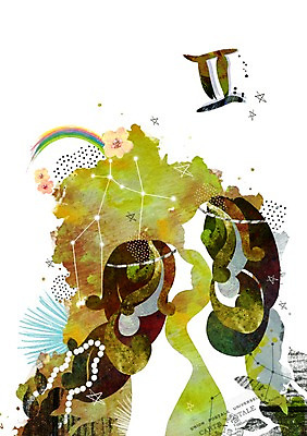 PSD 기호 여자 꽃 실루엣 별 컬러 무지개 일러스트 그림자 성인 두명 연두색 별자리 신비 쌍둥이 쌍둥이자리 별자리기호 여자만 성인여자만 성인만 국내일러스트 자연요소 식물 문자 컨셉 가족 촬영기법 사람 초록색 파일형식