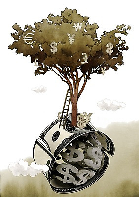 PSD 나무 식물 구름 기호 지폐 돈 일러스트 비즈니스 사다리 사람없음 경제 달러 유로 원화 화폐기호 엔 금융비즈니스 단위 리라 국내일러스트 자연요소 문자 금융 도구 재산 화폐 파일형식