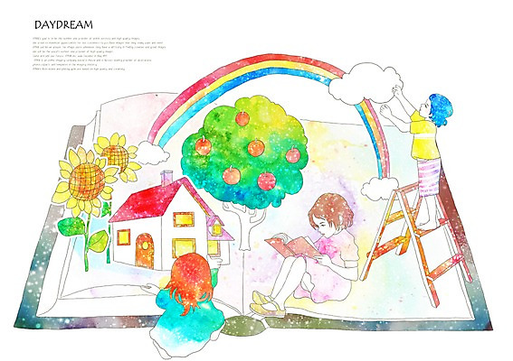 PSD 나무 식물 구름 여자 꽃 여유 어린이 백그라운드 무지개 일러스트 사다리 상상 휴식 해바라기 주택 상상일러스트 사람 소녀 10대 책 세명 판타지 독서 동화책 사과나무 여자만 소녀만 국내일러스트 자연요소 감정 컨셉 청소년 건물 도구 사과 어린이만 파일형식