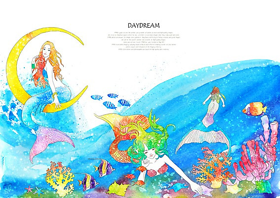 PSD 여자 여유 바다 백그라운드 일러스트 상상 휴식 불가사리 상상일러스트 어류 사람 여러명 해변 물 판타지 바닷속 수중 달 산호초 소라 열대어 인어공주 인어 여자만 국내일러스트 자연요소 감정 다수 컨셉 동화 어패류 극피동물 수중동물 수중식물 공주님 파일형식