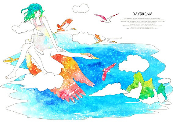 PSD 구름 여자 여유 바다 섬 백그라운드 일러스트 상상 조류 하늘 휴식 상상일러스트 한명 사람 해변 10대 물 판타지 비행 기러기 여자만 여자한명만 십대만 십대여자만 십대여자한명만 국내일러스트 자연요소 동물 1 감정 컨셉 청소년 파일형식