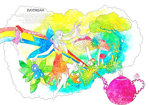 PSD 나무 식물 여자 꽃 여유 백그라운드 무지개 잎 일러스트 상상 주전자 휴식 요정 상상일러스트 사람 여러명 성인 판타지 버섯 풀 여자만 성인여자만 성인만 국내일러스트 자연요소 감정 다수 컨셉 주방용품 파일형식