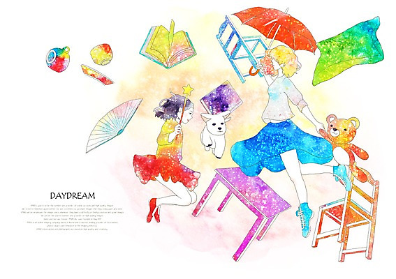 PSD 여자 반려견 여유 인형 백그라운드 쿠션 의자 일러스트 우산 상상 휴식 상상일러스트 사람 두명 10대 책 컵 반려동물 판타지 곰인형 마술 부채 개 강아지 책상 여자만 십대만 십대여자만 국내일러스트 동물 식기 감정 가구 컨셉 포유류 청소년 파일형식