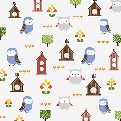 EPS 모양 나무 식물 동물 문양 디자인 백그라운드 잎 무늬 패턴 일러스트 벽지 조류 사람없음 새싹 부엉이 새장 국내일러스트 케이지 파일형식 벡터