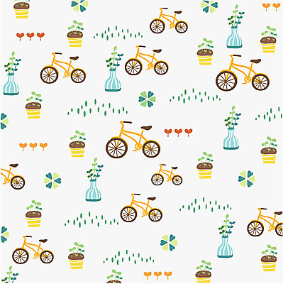 EPS 모양 식물 문양 디자인 화분 백그라운드 잎 무늬 패턴 일러스트 벽지 잔디 사람없음 새싹 꽃병 자전거 국내일러스트 꽃 바이크 파일형식 벡터